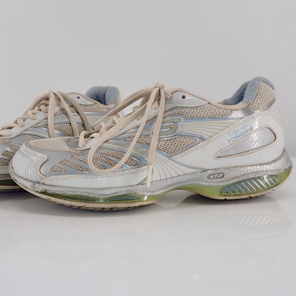 Skechers Shape Ups Toners Women's White Blue Silver Toning Athletic Shoes Sz 7 - Picture 6 of 12